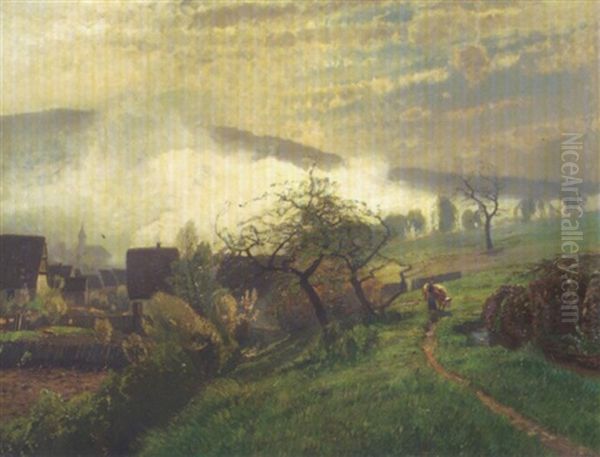 Fruhlingsmorgen Im Schwarzwald Oil Painting by Wilhelm Schroeter