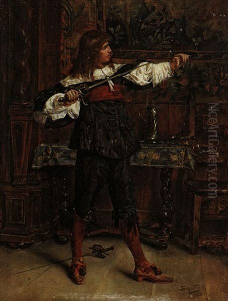 Der Fechtmeister Oil Painting by Alfred von Schroetter