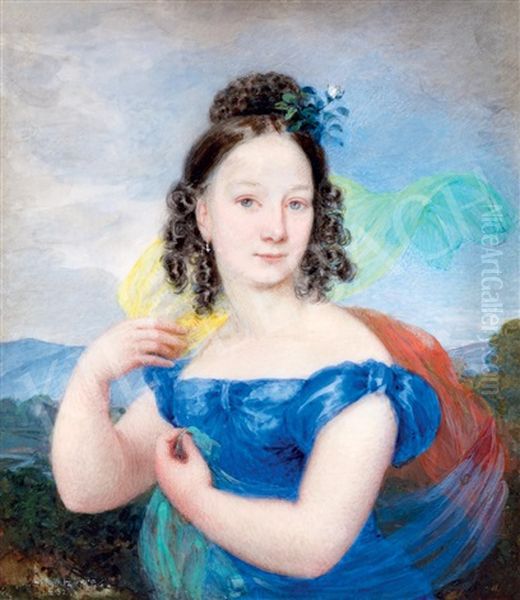 Girl In Blue Dress by Franz Schrotzberg