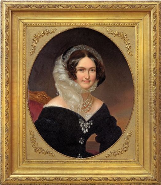 Kaiserin Carolina Augusta Von Osterreich Oil Painting by Franz Schrotzberg