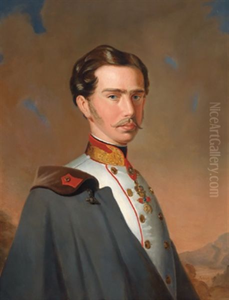 Kaiser Franz Joseph I. Von Osterreich Oil Painting by Franz Schrotzberg