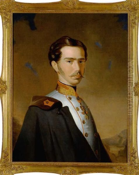 Portrait Des Kaisers Franz Joseph I. Von Osterreich Oil Painting by Franz Schrotzberg