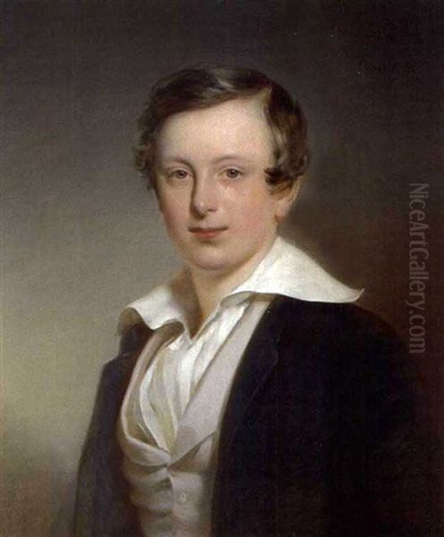 Portrait Paul Graf Palffy Im Alter Von 19 Jahren Oil Painting by Franz Schrotzberg