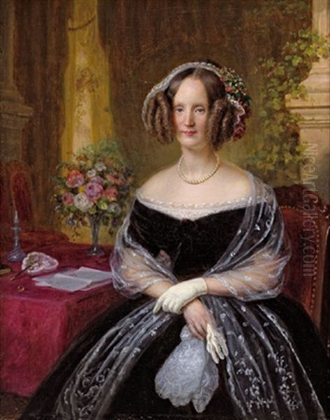 Adelaide Von Mecklenburg, Geb. Von Platen, Gemahlin Heinrich Von Mecklenburgs, Portrait Oil Painting by Franz Schrotzberg