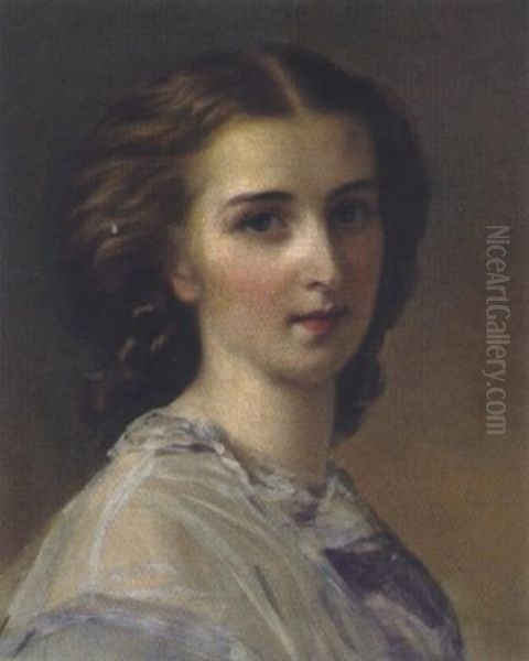 Portrait Einer Jungen Frau Oil Painting by Franz Schrotzberg