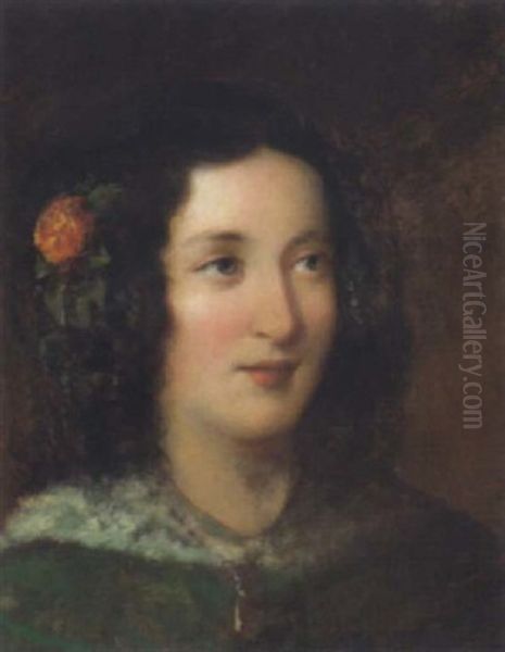 Bildnis Einer Jungen Frau Oil Painting by Franz Schrotzberg