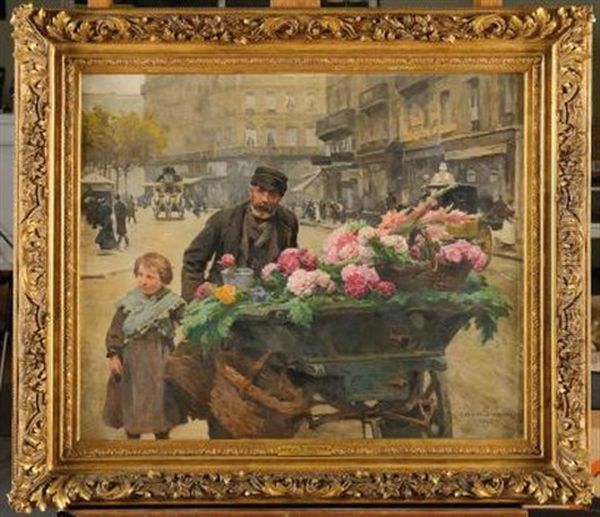 Un Matin Rue Saint Honore Oil Painting by Louis Marie de Schryver