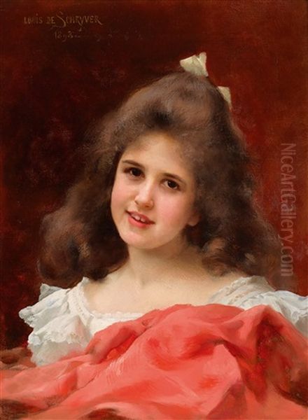 Bildnis Eines Madchens Mit Weiser Masche Im Haar Oil Painting by Louis Marie de Schryver