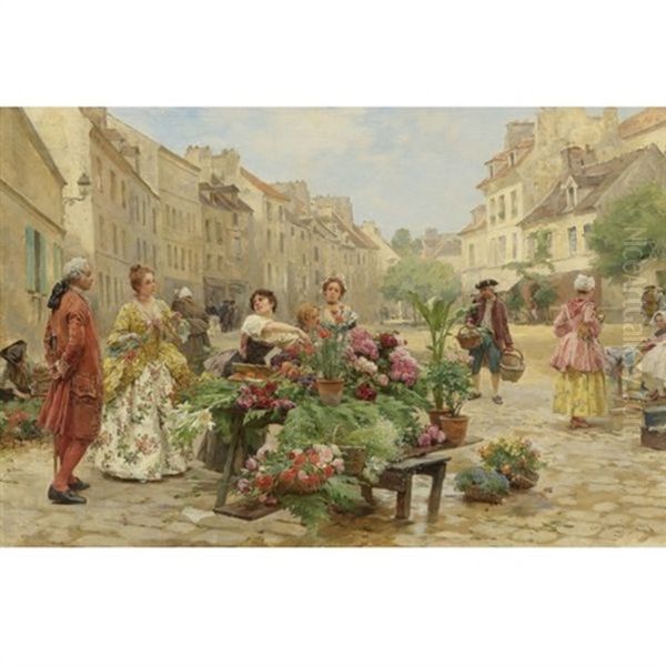 Un Marche Au Xviiie Siecle Oil Painting by Louis Marie de Schryver