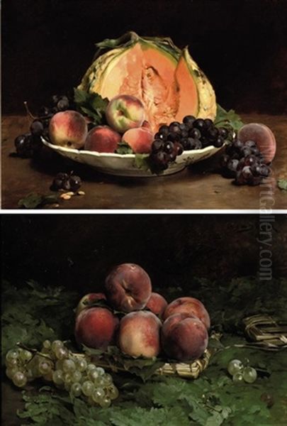 Peches Du Midi; Fruits D'automne Oil Painting by Louis Marie de Schryver