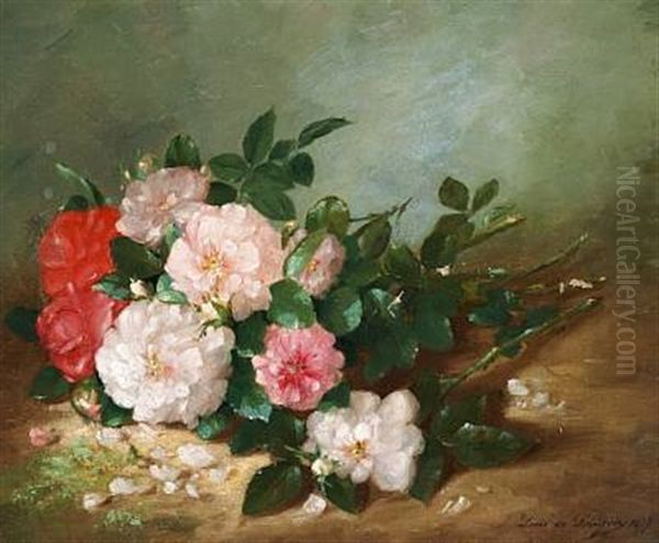 A Bunch Of Roses Oil Painting by Louis Marie de Schryver