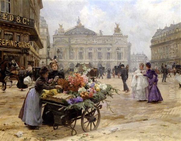 Place De L'opera Oil Painting by Louis Marie de Schryver