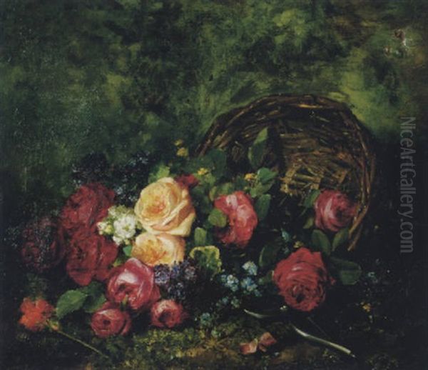 Fleurs Coupees Oil Painting by Louis Marie de Schryver