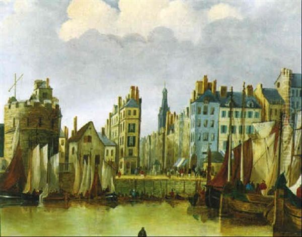 L'entree Du Port Oil Painting by Louis Marie de Schryver