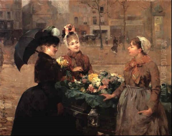 Mes Derniers Fleurs Oil Painting by Louis Marie de Schryver