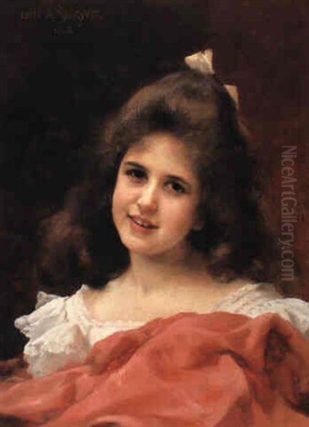 A Young Beauty Oil Painting by Louis Marie de Schryver