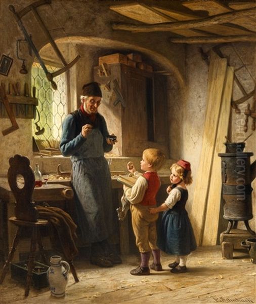 In Grandfather's Workshop Oil Painting by Emil Gottlieb Schuback