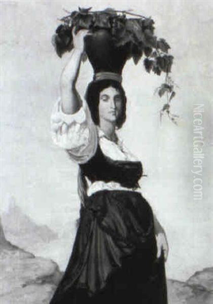 Portrait Einer Jungen Frau Aus Den Albaner Bergen Oil Painting by Ferdinand Schubert