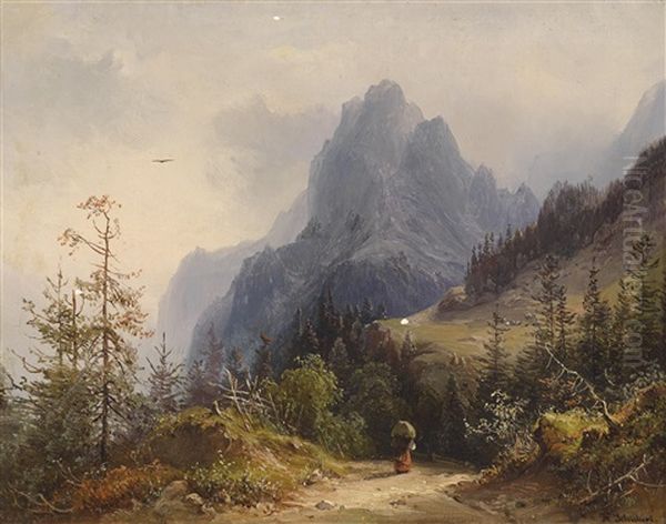 Blick Auf Das Muhlsteinhorn Oil Painting by Heinrich Carl Schubert