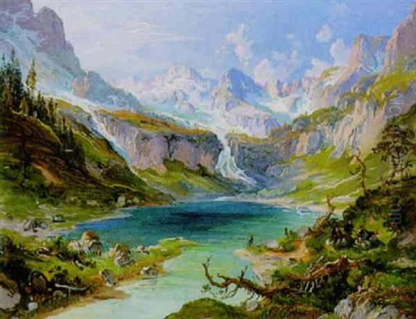 Rothgulden See Aus Lungau Oil Painting by Heinrich Carl Schubert