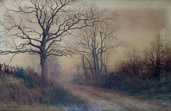 Awooded Lane At Sunset Oil Painting by Alfred Ashdown Box