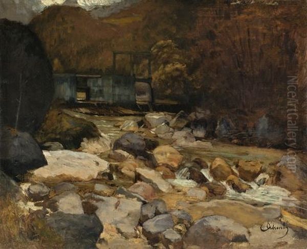 Ein Stauwehr In Prags, Sudtirol Oil Painting by Carl Schuch