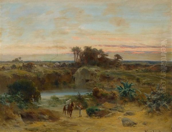 Oasis Oil Painting by Werner Wilhelm Gustav Schuch