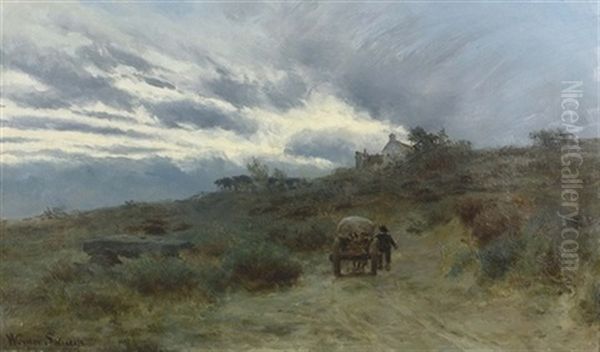 Landschaft Mit Stimmungsvoller Wolkenformation Oil Painting by Werner Wilhelm Gustav Schuch