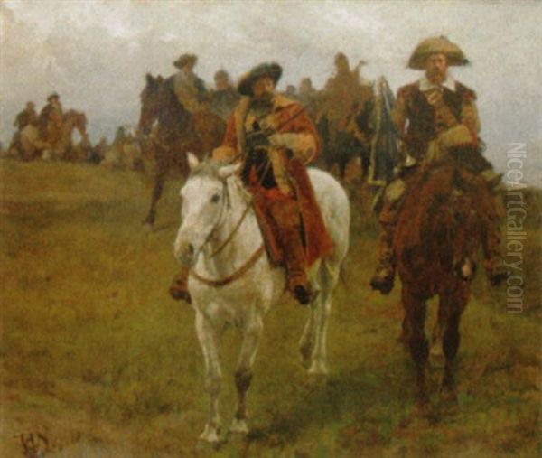 Landsknechte Oil Painting by Werner Wilhelm Gustav Schuch