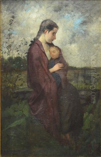 Mother And Child Oil Painting by Ferdinand Schuchardt Jr.