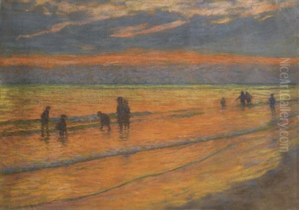 Coucher De Soleil Sur La Plage Oil Painting by Claude Emile Schuffenecker