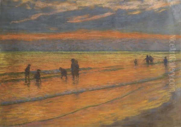 Coucher De Soleil Sur La Plage Oil Painting by Claude Emile Schuffenecker