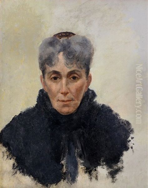 Portrait Of Woman In Black Oil Painting by Claude Emile Schuffenecker