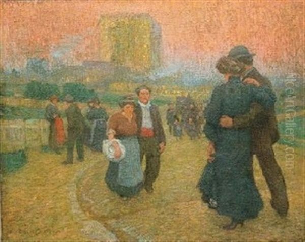 Promenade Du Soir Aux Buttes Chaumont Oil Painting by Claude Emile Schuffenecker