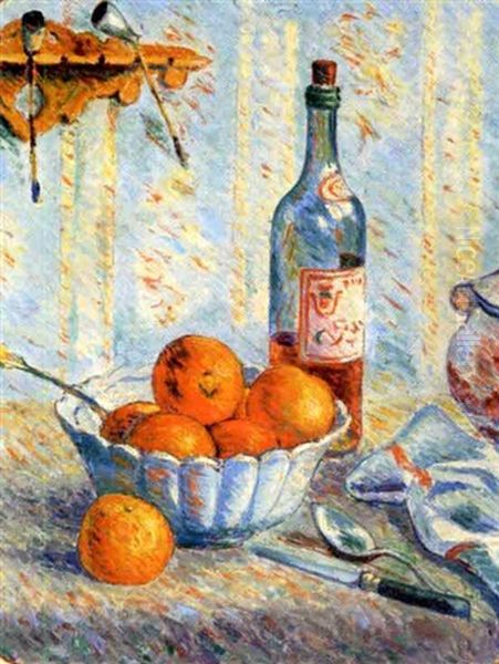 Nature Morte A La Bouteille Et A La Coupe Des Fruits Oil Painting by Claude Emile Schuffenecker