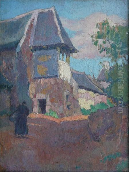 Paysanne Au Panier Sur Le Chemin Mauve Oil Painting by Claude Emile Schuffenecker