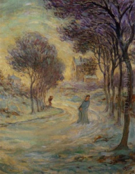 Paysage De Neige En Ile-de-france Oil Painting by Claude Emile Schuffenecker