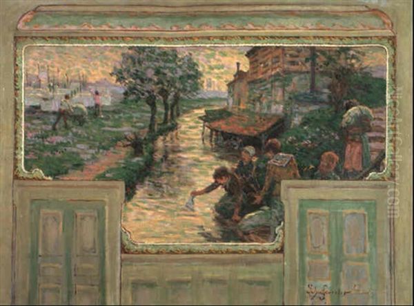 Le Lavoir Public Oil Painting by Claude Emile Schuffenecker