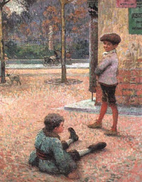 Enfants Jouant Au Ballon Oil Painting by Claude Emile Schuffenecker