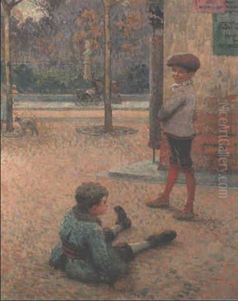 Enfants Dans La Rue Oil Painting by Claude Emile Schuffenecker