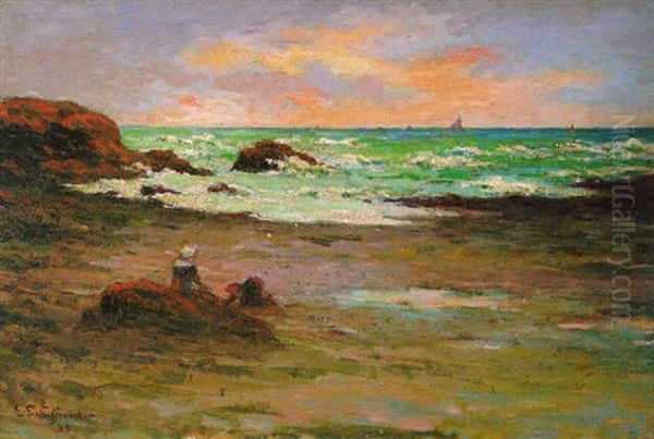 Un Coin De Plage A Concarneau Oil Painting by Claude Emile Schuffenecker