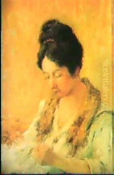 Femme Cousant Oil Painting by Claude Emile Schuffenecker