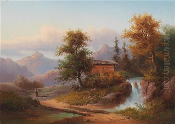 Idyllic Landscape With Decorative Figures Oil Painting by Dominik Schufried