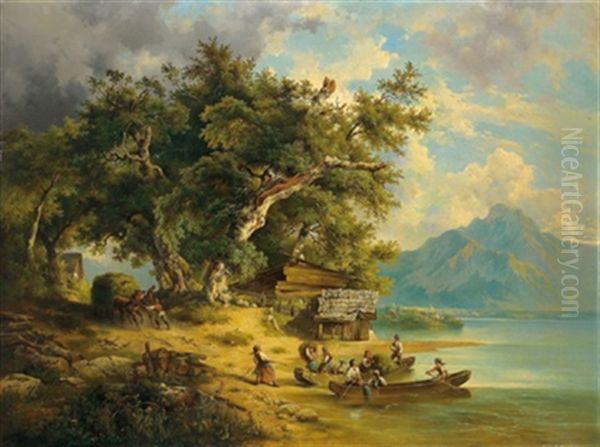 Aus Dem Salzkammergut (?) Oil Painting by Dominik Schufried