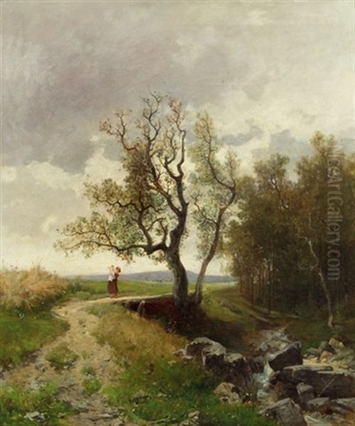 Idyllische Landschaft Oil Painting by Hans Schuhly