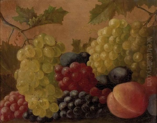 Fruchtestillleben Mit Trauben, Pfirsichen Und Pflaume Oil Painting by Adolf Schulhof