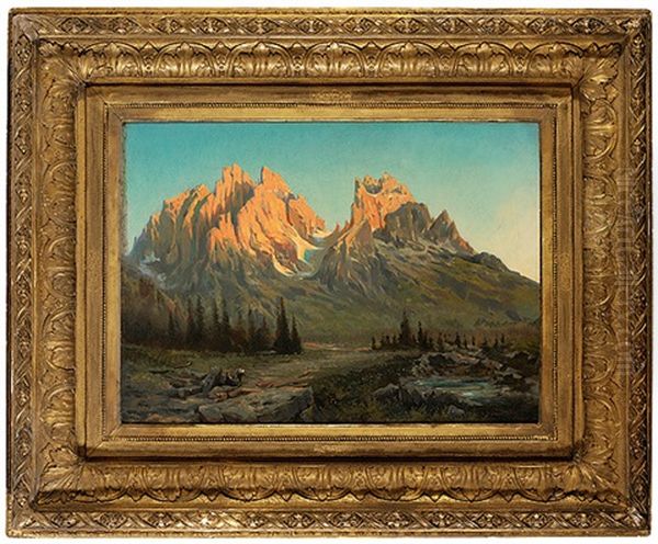 Alpengluhen In Den Dolomiten Oil Painting by Ludwig Friedrich Schuller