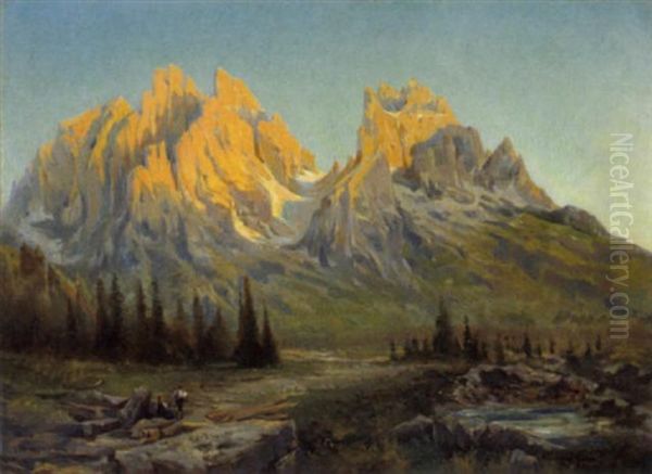 In Den Dolomiten Oil Painting by Ludwig Friedrich Schuller