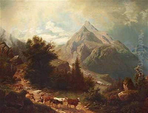 Udsigt Over Kandick Passet I Schweiz Oil Painting by Arnold Schulten