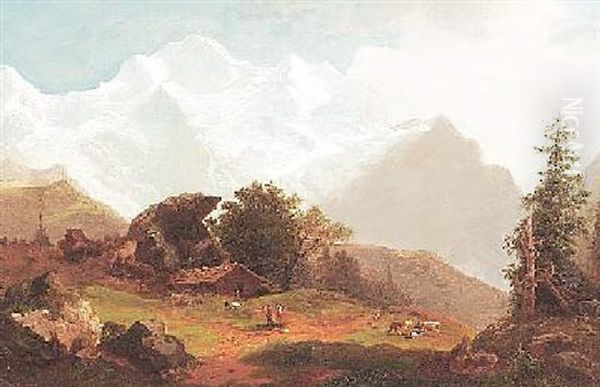 Blick Auf Die Jungfrau Von Wengen Aus Gesehen Oil Painting by Arnold Schulten